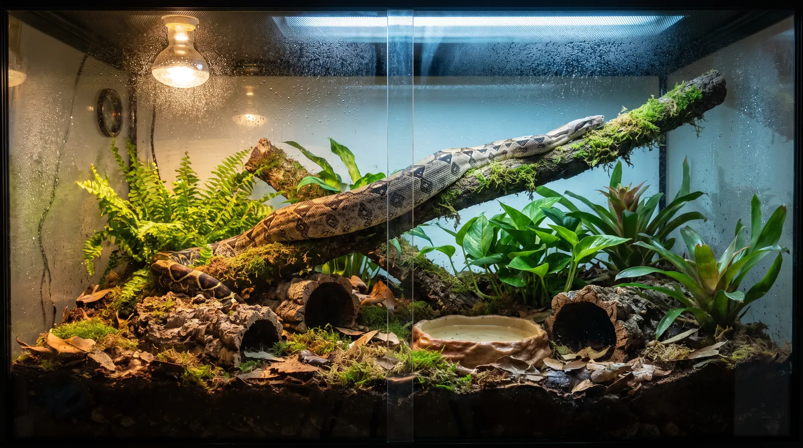 A finished boa constrictor enclosure